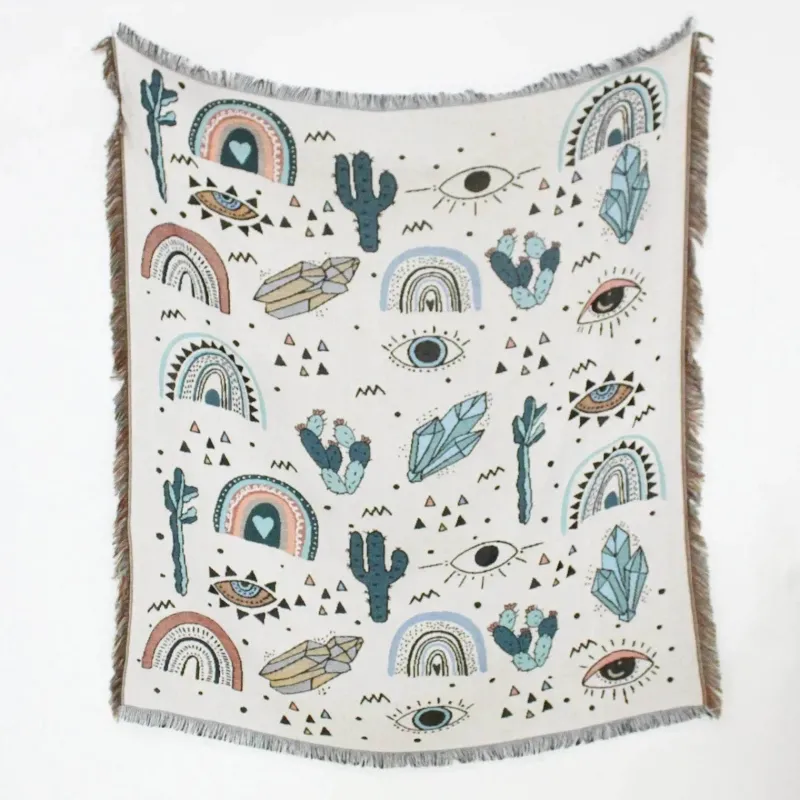 Warm Embrace Bettzeug-Picknickmatten-Sofabezug mit Geo-Quaste – Outdoor-Matte und Sofaschutz