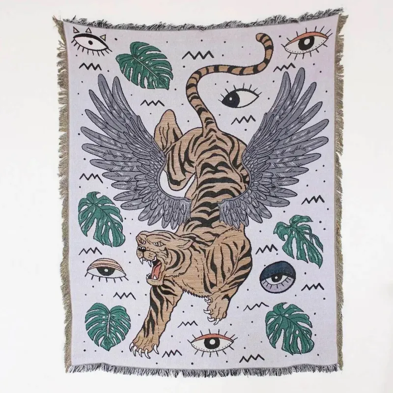 Warm Embrace Bettzeug-Picknickmatten-Sofabezug mit Geo-Quaste – Outdoor-Matte und Sofaschutz