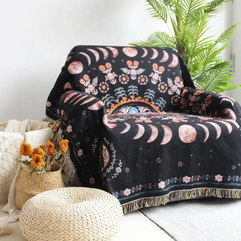 Warm Embrace Bettzeug-Picknickmatten-Sofabezug mit Geo-Quaste – Outdoor-Matte und Sofaschutz