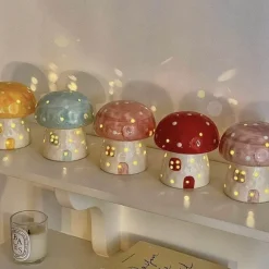 The Decor Haven Beleuchtung-Pilz Keramik Nachttischlampe - Verträumtes Nachtlicht