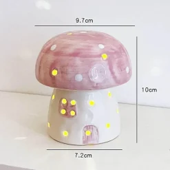 The Decor Haven Beleuchtung-Pilz Keramik Nachttischlampe - Verträumtes Nachtlicht