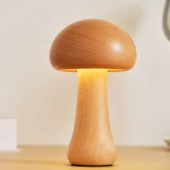 The Light Loft Beleuchtung-Pilzlampe aus Massivholz - Einzigartige Tischleuchte