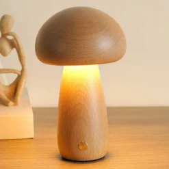 The Light Loft Beleuchtung-Pilzlampe aus Massivholz - Einzigartige Tischleuchte