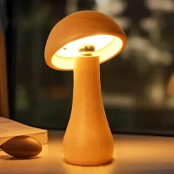 The Light Loft Beleuchtung-Pilzlampe aus Massivholz - Einzigartige Tischleuchte