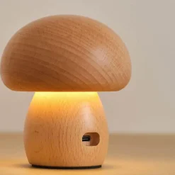 The Light Loft Beleuchtung-Pilzlampe aus Massivholz - Einzigartige Tischleuchte