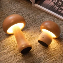 The Light Loft Beleuchtung-Pilzlampe aus Massivholz - Einzigartige Tischleuchte