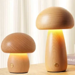 The Light Loft Beleuchtung-Pilzlampe aus Massivholz - Einzigartige Tischleuchte