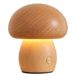 The Light Loft Beleuchtung-Pilzlampe aus Massivholz - Einzigartige Tischleuchte