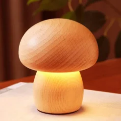 The Light Loft Beleuchtung-Pilzlampe aus Massivholz - Einzigartige Tischleuchte