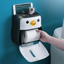 The Blissful Bath Badezimmer-Pinguin-Toilettenpapierhalter – Niedliches Badezimmer-Organizer-Dekor