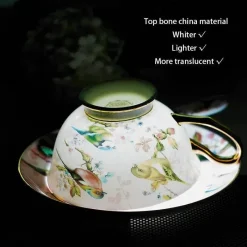 Feast u0026 Flair Küche & Esszimmer-Pink Bird Teeservice – Teekanne, Tassen und Krug aus Bone China