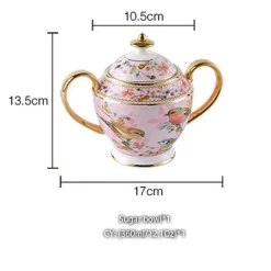 Feast u0026 Flair Küche & Esszimmer-Pink Bird Teeservice – Teekanne, Tassen und Krug aus Bone China