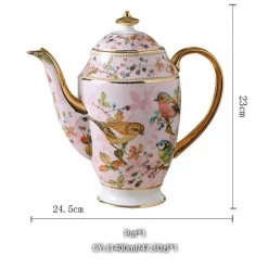 Feast u0026 Flair Küche & Esszimmer-Pink Bird Teeservice – Teekanne, Tassen und Krug aus Bone China