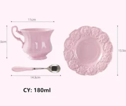 Feast u0026 Flair Küche & Esszimmer-Pink Princess Teetassen-Set – Elegantes 180 ml Porzellan-Trinkgeschirr