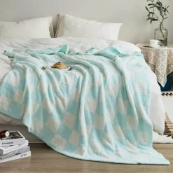 Cozy Haven Bettzeug-Plüschdecke mit Schachbrettmuster – weicher Überwurf für Sofa und Heimdekoration