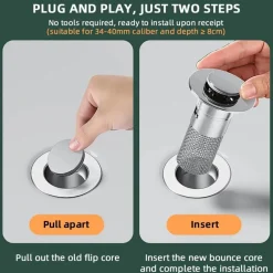 Tranquil Waters Badezimmer|Küche & Esszimmer-Pop-up-Spülbeckensieb – Abflussabdeckung gegen Verstopfung