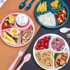 Space Savvy Küche & Esszimmer-Portionskontrolle, unterteilter Mahlzeitenplaner-Teller – Leitfaden für gesunde Ernährung