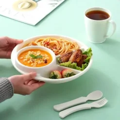 Space Savvy Küche & Esszimmer-Portionskontrolle, unterteilter Mahlzeitenplaner-Teller – Leitfaden für gesunde Ernährung