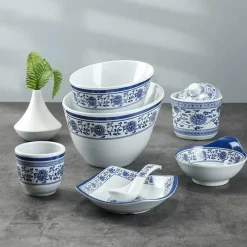 Elegance at the Table Küche & Esszimmer-Porzellan-Geschirrset - Blau-weißes Imitationsgeschirr