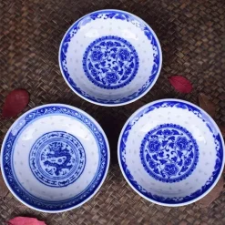 Elegance at the Table Küche & Esszimmer-Porzellangeschirr-Set mit Drachenmuster – Blau-weiße Essteller