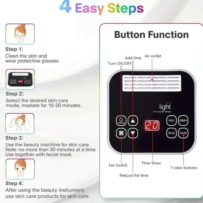 PureGlow Frauenpflege|Körperpflege-Professionelles LED-Lichttherapiegerät – 7-Farben-Gesichts- und Anti-Aging-Gerät