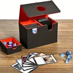 Tabletop Artistry Spielzeug & Spiele-PU Leather Card Deck Box with Dice Tray – Holds 200+ Sleeved Cards