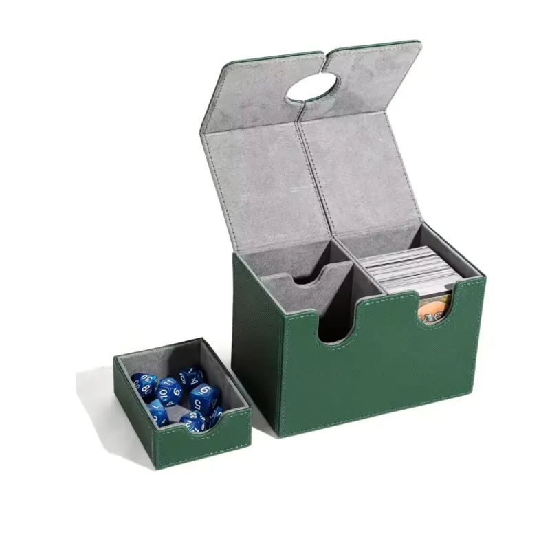 Tabletop Artistry Spielzeug & Spiele-PU Leather Card Deck Box with Dice Tray – Holds 200+ Sleeved Cards