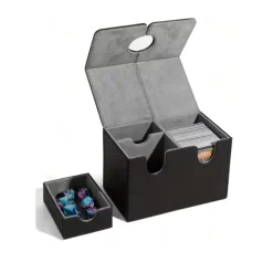 Tabletop Artistry Spielzeug & Spiele-PU Leather Card Deck Box with Dice Tray – Holds 200+ Sleeved Cards