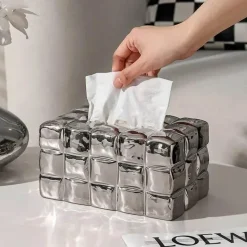 The Finishing Touch Wohndeko-Puffer Cube Taschentuchbox – Dekorativer weicher Taschentuchhalter