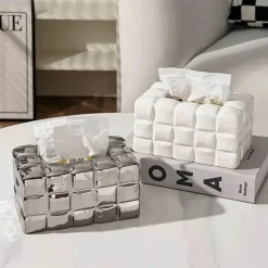 The Finishing Touch Wohndeko-Puffer Cube Taschentuchbox – Dekorativer weicher Taschentuchhalter