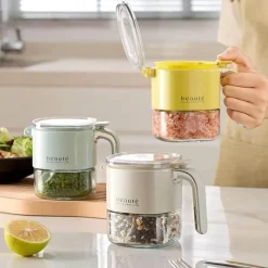 Space Savvy Küche & Esszimmer-Quadratischer Gewürzspender aus Glas - Gewürzbehälter für die Küche