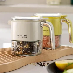 Space Savvy Küche & Esszimmer-Quadratischer Gewürzspender aus Glas - Gewürzbehälter für die Küche