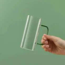 Plates u0026 More Küche & Esszimmer-Quadratischer Glasbecher – 400 ml, mikrowellengeeignet, Kaffee- und Bierbecher