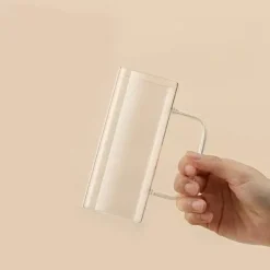 Plates u0026 More Küche & Esszimmer-Quadratischer Glasbecher – 400 ml, mikrowellengeeignet, Kaffee- und Bierbecher