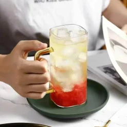 Plates u0026 More Küche & Esszimmer-Quadratischer Glasbecher – 400 ml, mikrowellengeeignet, Kaffee- und Bierbecher