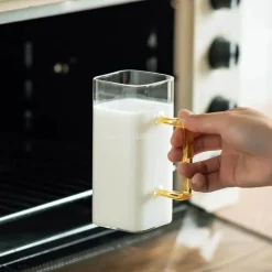 Plates u0026 More Küche & Esszimmer-Quadratischer Glasbecher – 400 ml, mikrowellengeeignet, Kaffee- und Bierbecher