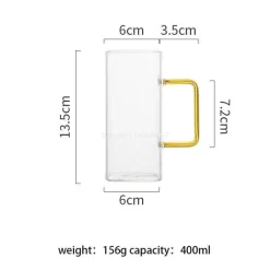 Plates u0026 More Küche & Esszimmer-Quadratischer Glasbecher – 400 ml, mikrowellengeeignet, Kaffee- und Bierbecher