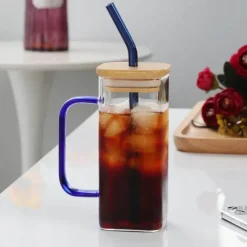 Plates u0026 More Küche & Esszimmer-Quadratischer Glasbecher – 400 ml, mikrowellengeeignet, Kaffee- und Bierbecher