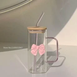 Plates u0026 More Küche & Esszimmer-Quadratischer Kaffeebecher mit Deckel und Strohhalm – 350 ml Geschenkbecher