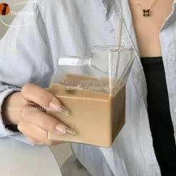 Plates u0026 More Küche & Esszimmer-Quadratischer Milchbecher aus Glas, 250 ml, mikrowellengeeignet, Geschirr für die Küche im japanischen Stil