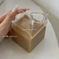 Plates u0026 More Küche & Esszimmer-Quadratischer Milchbecher aus Glas, 250 ml, mikrowellengeeignet, Geschirr für die Küche im japanischen Stil