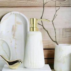 Aqua Essence Badezimmer-Raine Sandstone Bathroom Accessories - Elegant Stone Bathroom Set