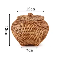 Feast u0026 Flair Küche & Esszimmer-Rattan-Aufbewahrungsbox – Snack-Organizer für die Küche mit Deckel