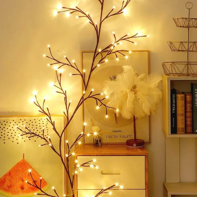 Bright Accents Beleuchtung-Rattan-Lichterketten – Dekorative Zweig-Lichterkette