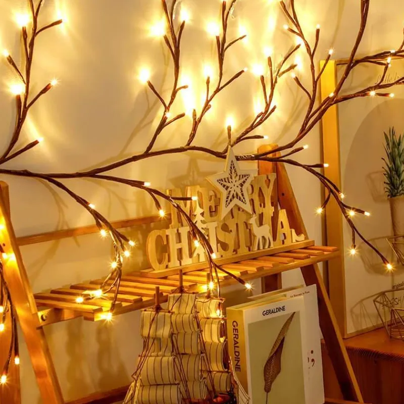 Bright Accents Beleuchtung-Rattan-Lichterketten – Dekorative Zweig-Lichterkette