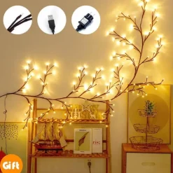 Bright Accents Beleuchtung-Rattan-Lichterketten – Dekorative Zweig-Lichterkette