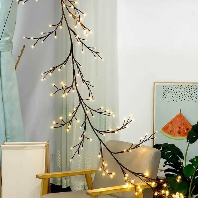 Bright Accents Beleuchtung-Rattan-Lichterketten – Dekorative Zweig-Lichterkette