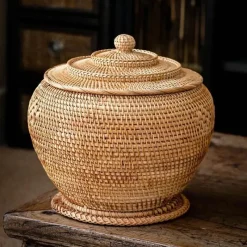 Feast u0026 Flair Küche & Esszimmer-Rattan-Teedose – Aufbewahrungsbox für grünen Puer-Tee für Kung-Fu-Tee