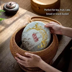 Feast u0026 Flair Küche & Esszimmer-Rattan-Teedose – Aufbewahrungsbox für grünen Puer-Tee für Kung-Fu-Tee