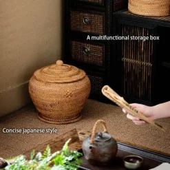 Feast u0026 Flair Küche & Esszimmer-Rattan-Teedose – Aufbewahrungsbox für grünen Puer-Tee für Kung-Fu-Tee
